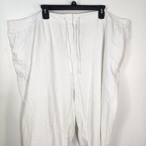 J Jill Womens Pants Size 26 White Linen Blend Drawstring Elastic Waist Pockets - Picture 4 of 14